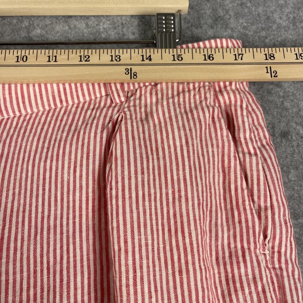 J.Crew Essential Wide Leg Linen Pant Womens 14 Red Striped Trouser High Rise - Picture 5 of 16